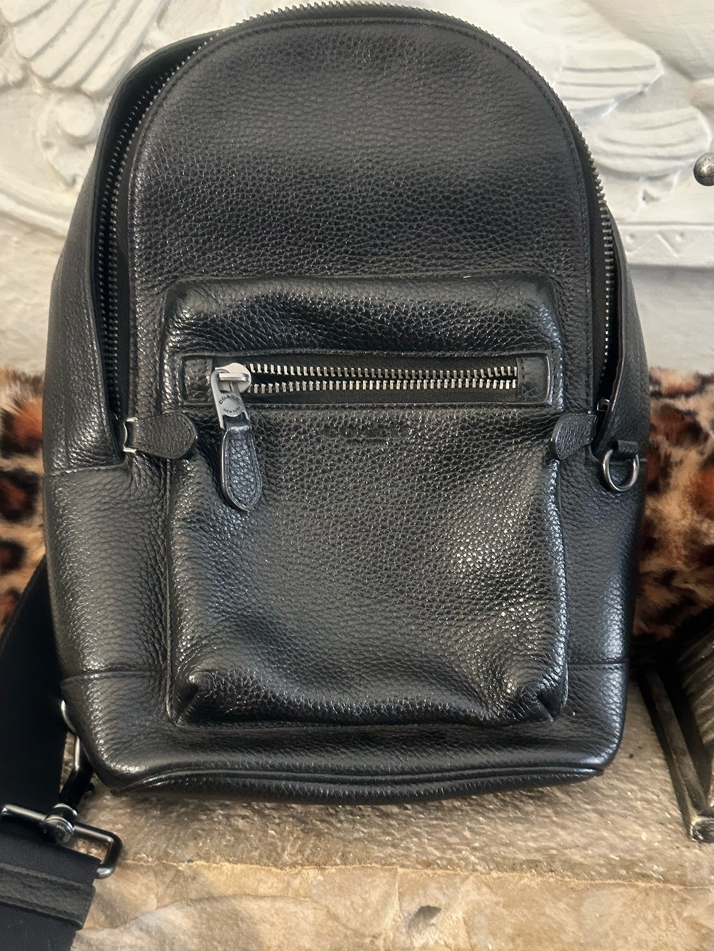 Coach industrial small Black Leather Men’s Backpack - Classic Minimalist 2540